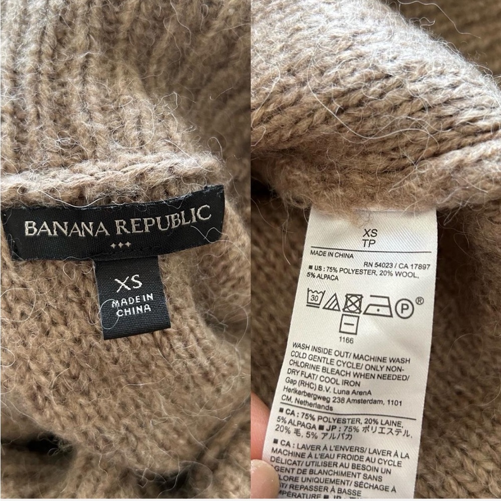 Banana Republic brown turtleneck sweater wool blend Size XS. - Picture 8 of 8